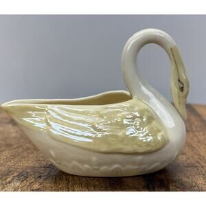 Irish Belleek Swan Creamer Sauce Pitcher 4th Green Mark Vintage 4”